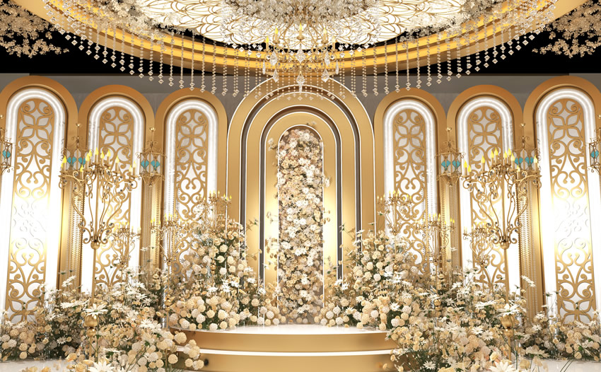 人民路街道香槟色调婚礼堂效果展示